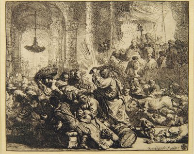 Christ Driving the Money Changers from the Temple by Rembrandt van Rijn